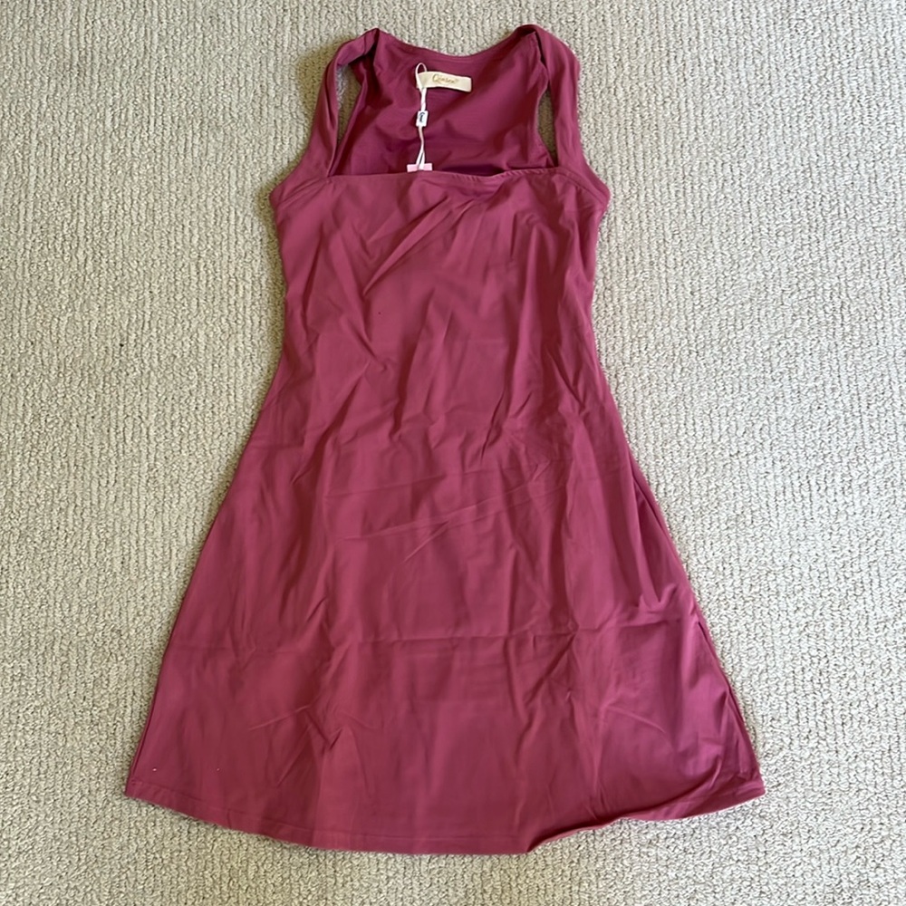 Pink Athletic Sleeveless Dress Square Neck